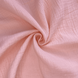 Ткань Муслин Жатый, цвет Нежно-Розовый (на отрез)  в Элисте